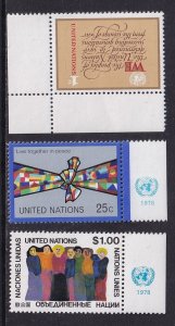 United Nations New York #291-293  MNH  1978  charter ,  peace and people