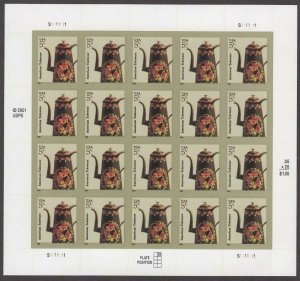 American Toleware Sheet of Twenty 5 Cent Postage Stamps Scott 3756