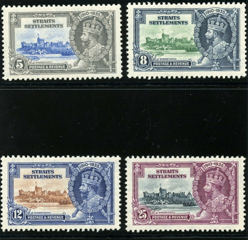 Malaya Straits 1935 KGV Silver Jubilee set complete MNH. SG 256-259. Sc 213-216.