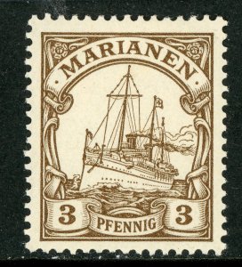 Mariana Islands 1901 Germany 3 pfg Unwatermarked Yacht Ship Sc #17 Mint A275