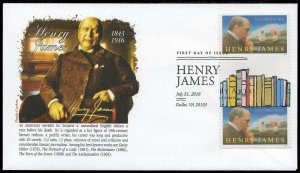 USA Sc. 5105 (91c) Henry James 2016 vert. gutter pair FDC Panda DCP