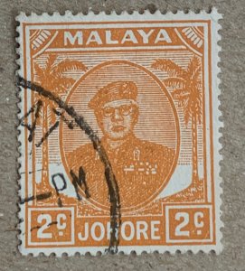 Johore 1949 2c Sultan Ibrahim, used. Scott 131, CV $0.30