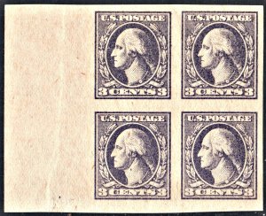 SC#535 3¢ George Washington Imperforate Block of Four (1918) MNH