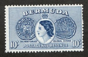 1953 Bermuda Sc# 161 - 10sh QEII Definitive - Colonial Coinage - MNH Cv$13.50