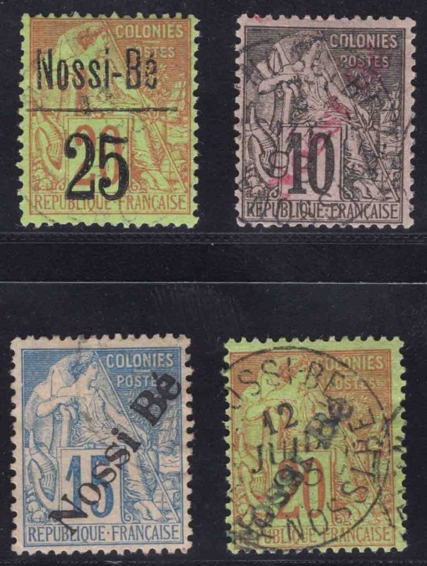 MOMEN: FRENCH COLONIES NOSSI BE SC #23,27,29,30 USED LOT #65907