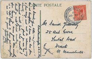 POSTAL HISTORY postcard -  BRITISH POST OFFICE in COSTANTINOPLE - LEVANT 1921