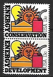 UNITED STATES, 1724A, MNH, PAIR, ENERGY CONSERVATION