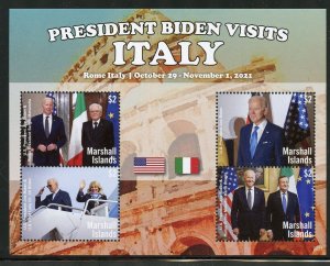 MARSHALL ISLANDS 2023 PRES. BIDEN VISITS ITALY SHEET MINT NEVER HINGED