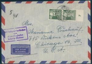 Germany DDR SBZ 1951 MeF Mi225 Airmail Cover Chicago Illinois USA 56849