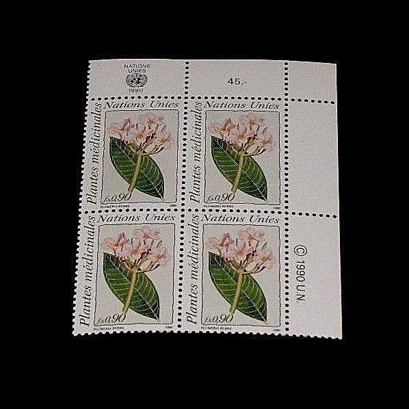 U.N. 1990, GENEVA #186, MEDICINAL PLANTS. INSC. BLK/4, NICE!! LQQK!!