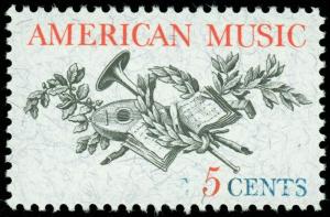 1252, MNH 5¢ Partial Blue Omitted Error American Music Stamp - Stuart Katz