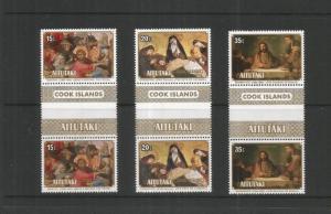 AITUTAKI SCOTT 163-5 MNH GUTTER PAIRS