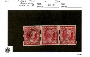 United States Postage Stamp, #368 Strip Used Schermack, 1909 Lincoln (AG)