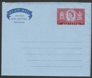 MUSCAT QE GB 6d aerogramme optd 6 ANNAS - fine unused......................53001