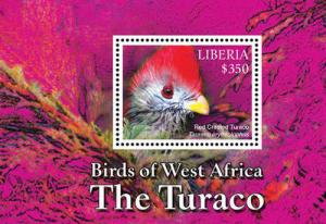 Liberia-2016 West Africa (Turaco) Birds on Stamps Souvenir Sheet MNH