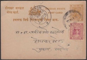 INDIA INDORE 1934 uprated postcard used.....................................R630