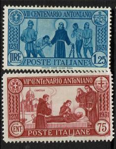 Italy SC# 262 and 263, Mint Hinged, Hinge Remnant, see notes - S4235