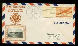 C31 50c AIR MAIL SAINT LOUIS, MO CROSBY PHOTO CACHET