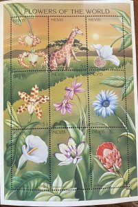 Nevis 1996 - Flowers  - Sheet of Nine - MNH