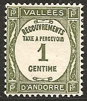 Andorra-French J16 Mint OG 1935 1c Postage Due