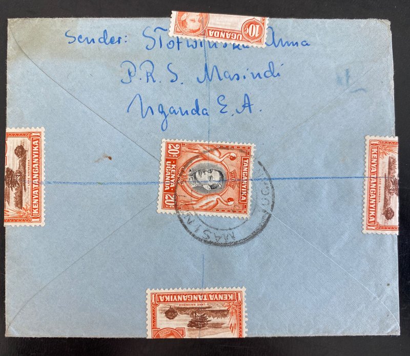 1949 Masindi Uganda’s British KUT Airmail Cover To English Point Camp Mombasa