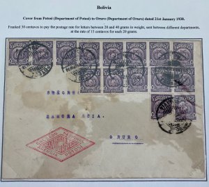 1930 Potosi Bolivia Commercial National Footwear Cover To Oruro Hand Stamp