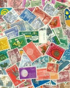 PACKET OF 100 DIFFERENT SWITZERLAND STAMPS, USED, OFF PAPER, GREAT PRICE!