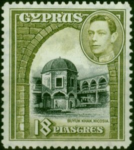 Cyprus 1947 18pi Black & Sage-Green SG160a Fine LMM (2)