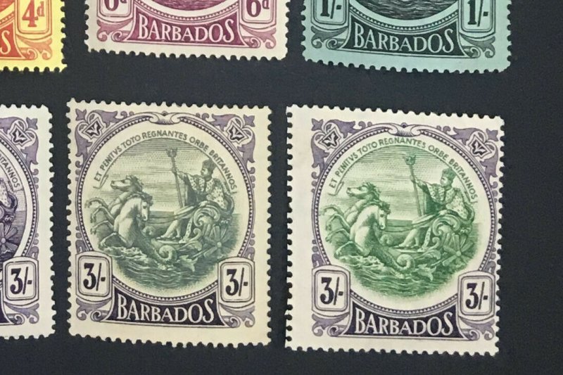 MOMEN: BARBADOS SG #181-191,199-200,200a 1916-20 MINT OG H £500++ LOT #60660