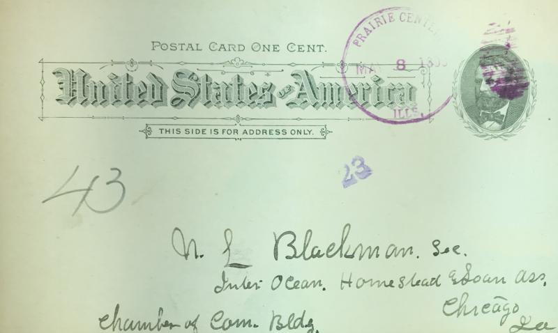 UX10 1 cent  Fancy Cancel Grant, black Postal Card UsedVF