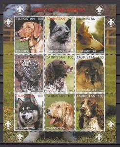 Tadjikistan, 1999 Russian Local issue. Dogs of the World sheet of 9. ^