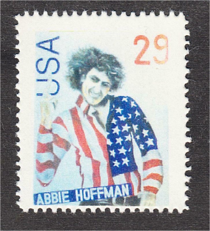 Abbie Hoffman in U.S. Flag Shirt Fantasy Stamp Artistamp by F.I.R.E. 1994