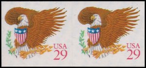 US 2597 Eagle & Shield red 29c horz pair MNH 1992