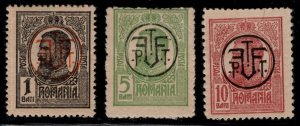 Romania Scott 245-247 MH*  Overprinted stamp set.