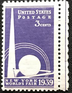 US #853 MNH Single W/Selvage New York World’s Fair SCV $.30 L44