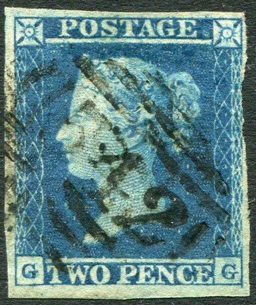 1841 2d Blue GG Plate 4  4 margin FINE USED V83045