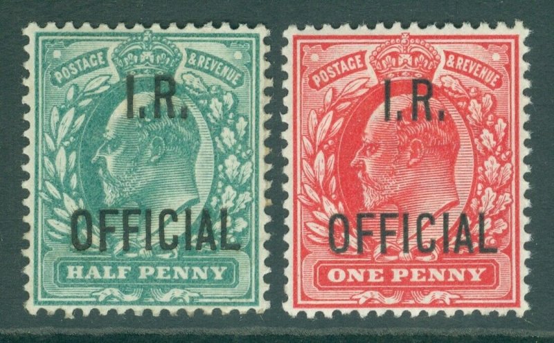 SG O20 & O21. 1902 ½d & 1d IR officials. ½d very lightly mounted, 1d unmounted.. 