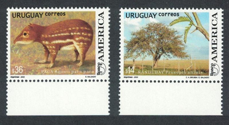 Uruguay Paca paca and Prosopis affinis 2v with margins SG#2855-2856 MI#2769-2770