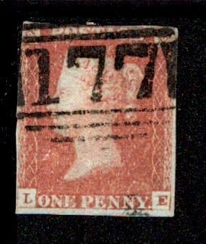 Great Britain #3 Penny Red Imperf Used Lettered LE USD 16.00