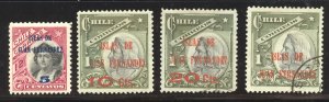 Chile Scott 79-82 Unused/Used H - 1910 Islas de Juan Fernandez Surcharges