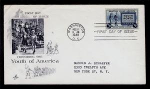 FIRST DAY COVER #963 Saluting Young America Youth Month 3c ARTCRAFT Add FDC 1948