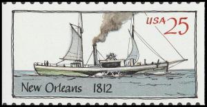 US 2407 Steamboats New Orleans 1812 25c single MNH 1989