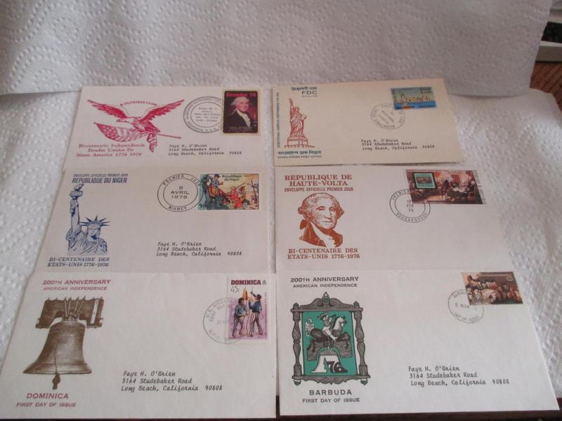 FOREIGN FIRST DAY COVER COLLECTION 1976 US BICENTENNIAL 90 DIFFERENT FDCS  $90