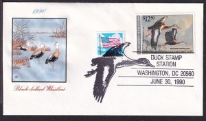 1990 Federal Duck Stamp Sc RW57 $12.50 FDC with House of Farnam cachet (N2