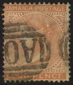 Jamaica SG11 4d Red-orange wmk Crown CC Fine used cat 6.50 pounds