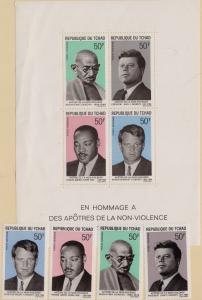 CHAD MNH Scott # C52-C55, C55a Non-Violence World Leaders - wrinkles (8 Stamps)