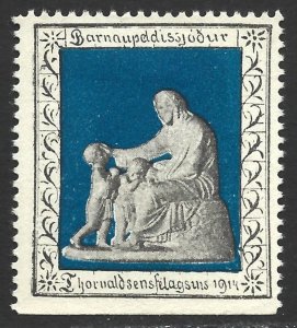 Iceland 1914 Statue Xmas Seal #5 Fine Unused (No gum)-