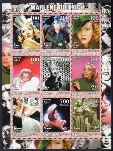 Somalia 2002 MARLENE DIETRICH German Actress Sheet Perforated Mint (NH)