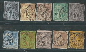 French Guiana 18-27 Yv 16-25 Short Set Used F/VF 1892 SCV $572.50