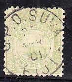 Fiji-SC#56-used-2p green 1893-Fijian canoe-